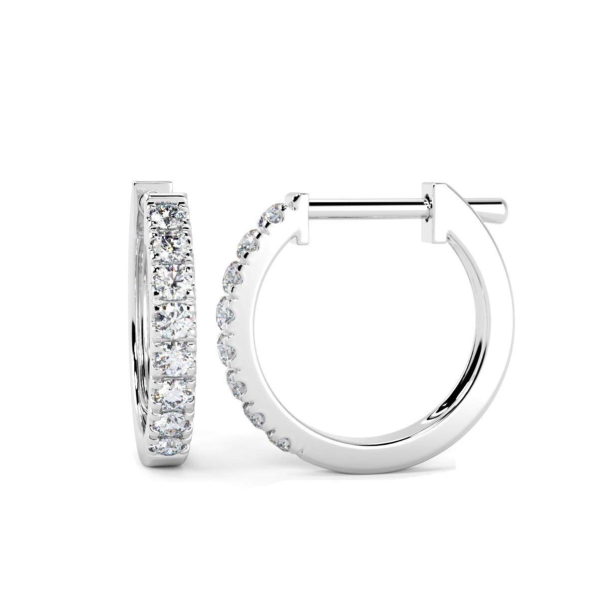 1/3 Carat Round Diamond Micro Set Hoop Earring for Womens in 9k Yellow Gold