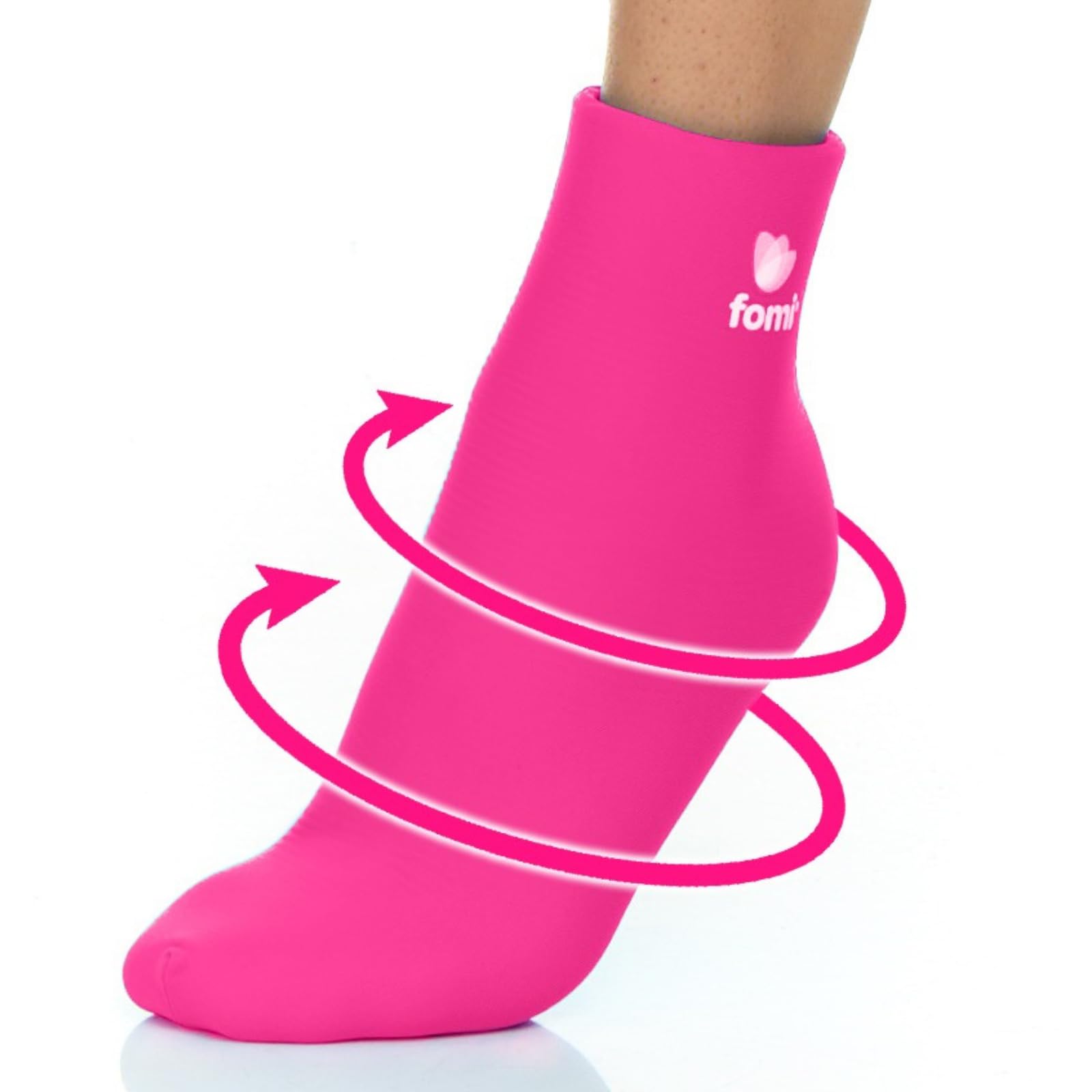 Photo 1 of FOMI Hot Cold Full Foot and Ankle Solid Gel Ice Pack | Premium Comfort 360 Degree Cooling Compression Wrap for Plantar Fasciitis, Heel Spurs, Achilles, Tendonitis, Sore Feet, Gout | One Size (Pink)