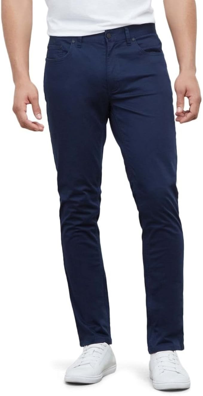 Cole New York Men's Slim Five Pocket Sateen Pant, Indigo, 33W x
