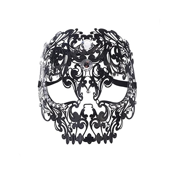 CharlyZhous-Shop-Metal-Material-Delicate-Gothic-Evil-Skull-Lace-Party-Unisex-Mens-Mask-Black