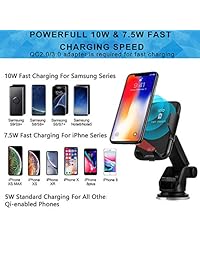 MASHANG   Cargador inalámbrico para coche, 10 W 7,5 W 5 W, carga rápida, para salpicadero, ventilación, parabrisas, teléfono móvil, iPhone, Samsung Galaxy y otros teléfonos inteligentes compatibles
