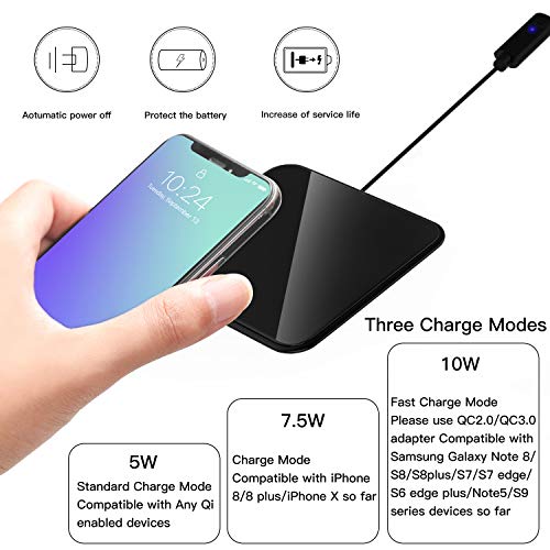Gblesin Wireless Charging Pad, Slim Wireless Charger,5W/ 7.5W/10W Fast Charger for iPhone 11 Pro X XS MAX XR 8 Plus and Samsung Galaxy S10 Plus/S10/S9+/S8+, Fast Charging Pad for All Qi-Enabled Phone