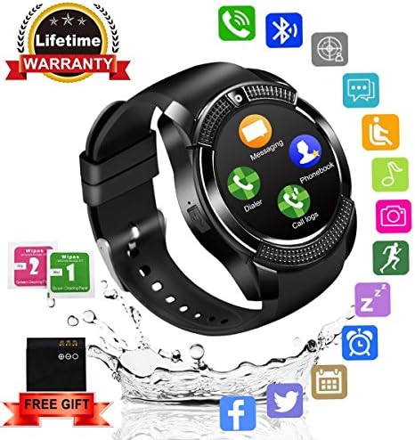Smart Watch, Bluetooth Smartwatch with Camera TouchScreen,Smart watches with SIM Card Slot, Sport Smart Wrist Watch Fitness Tracker Smart Watch Compatible Android IOS Smart Phones for Men Women Kids