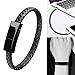 Bracelet Charging Cable Data Sync/iPhone Lightning to USB A Cable Bracelet Durable Leather Braided Wrist Band Portable Short Charger Cord Cable iPhone iPad/iPod More - Black-7.9 inch