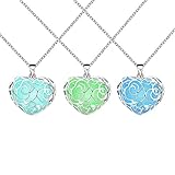 3 Pack Magical Heart Glow in the Dark Charms Pendant Necklace Bulk