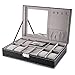 EleLight Black Jewelry Box 8 Slots Watch Organizer Storage Case with Lock and Mirror for Men Women