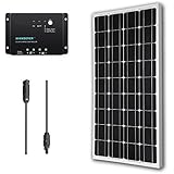 Renogy 100 Watts 12 Volts Monocrystalline Solar Panel Bundle Kit with 30A Negative ground Charge Controller+9in MC4 Adaptor Kit