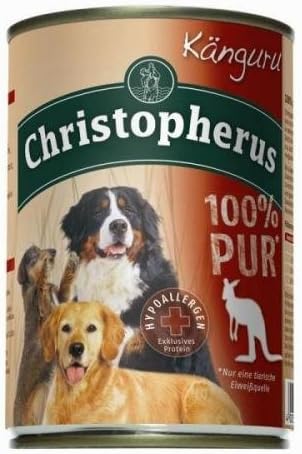 6 x Allco Hosseinq3 Can Kangaroo pure 400 g, Dog food, Wet food