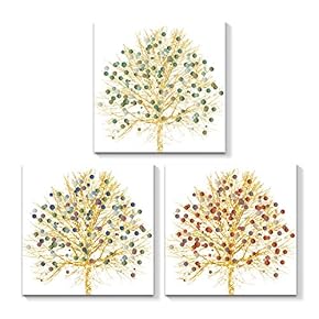 3 Piece Canvas Wall Art - Beautiful Tree - Canvas Prints Home Artwork Decoration for Living Room,Bedroom - 12"x12"x3 Panels