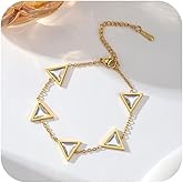 Gold Triangle Charm Bracelet for Women Dainty Adjustable lucky Bracele Birthday Anniversary Christmas Girlfriend Lady