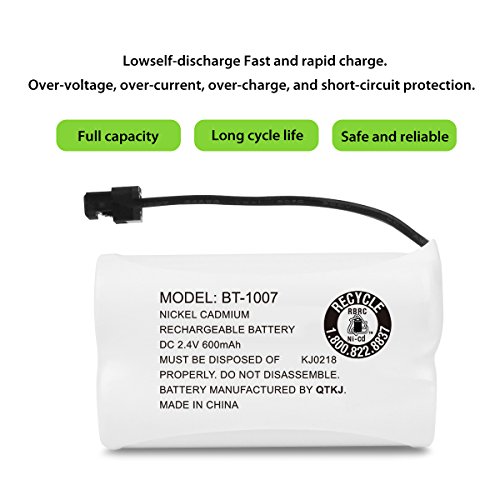 QTKJ BT-1007 BBTY0651101 Cordless Phone Battery for Uniden BT1007 BT904 BT-904 BT1015 BBTY0460001 BBTY0510001 BBTY0624001 BBTY0700001 DCX150 DECT1500 D1484 Panasonic HHR-P506 HHR-P506A (3-Pack) - Thumbnail 2