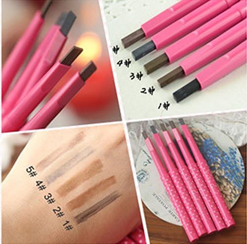 Maxdona Waterproof Retractable Long Lasting Eyebrow Eye Brow Pink Case Chalk Pen Pencil BROWN Number 2
