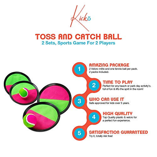 image for Kidsco Toss and Catch Toy Balls - 2 Sets Perfect for Sports, Beach, Bi