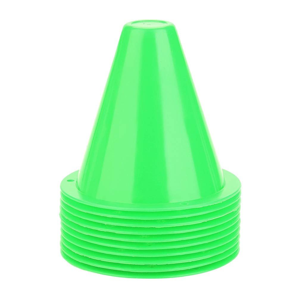 MAGT 3.35 Inch Plastic Sport Training Traffic Cone (Set Of 10)- For Kids Home GYM Football Training Soccer 5 Colors (Color : Green)