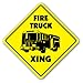 Firetruck Crossing Sign Zone Xing | Indoor/Outdoor | 12