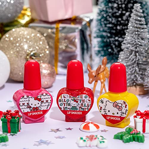 LIP SMACKER NAIL POLISH, 3 MOISTURIZING, SMOOTHING SOFT SHINE, HYDRATING & PROTECTING FUN FLAVORS, CRUELTY-FREE & VEGAN – HOLIDAY HELLO KITTY