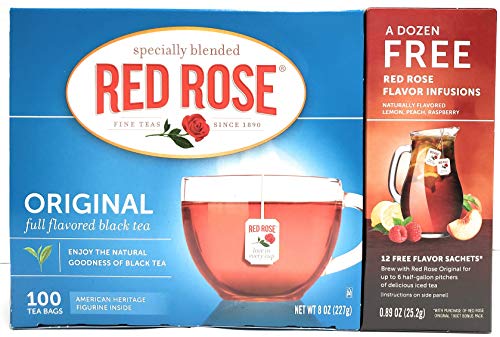 Red Rose Black Tea 100 Bags + 12 Flavor Infusion Packets