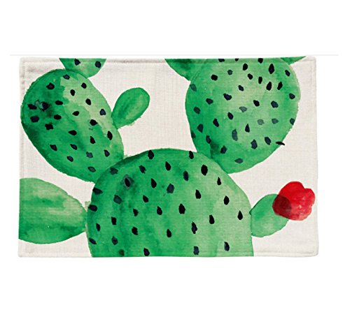 Placemat Ttopper Table Mat Washable Cactus Pattern Placemat Cotton Linen Table Mats Set of 4 - Thumbnail 3