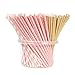160 Pack Paper Straws - Biodegradable Straws Light Pink, Metallic Gold, Polka Dot, and Chevron Design Bulk Drinking Straws