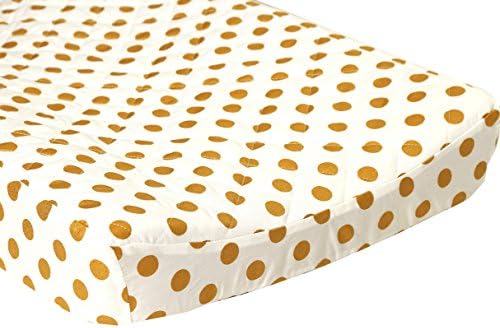 Metallic Medium Gold Dots Quilted Changing Pad Cover - Fits Standard Contoured Changing Pads