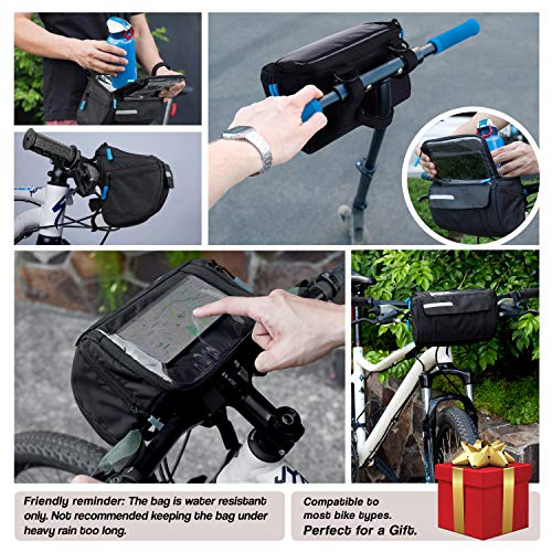 OBOVA Bike Handlebar Bag Waterproof 4L, Touchscreen Phone Holder, 4
