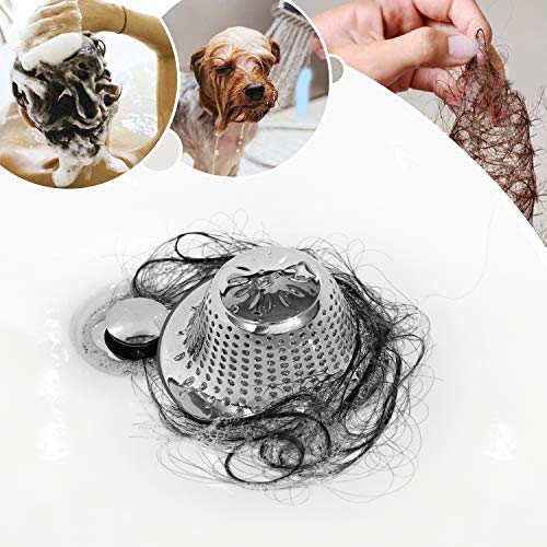 LEKEYE Drain Hair Catcher/Shower Drain Hair Trap/Strainer Stainless Steel Drain Protector-Silver