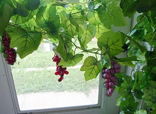 3 Bunches Wine Red Grapes Artificial The Grape Leaf Vine Hangings Garland Decorative Flowers Artificial Arrangement