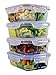 [4 PACK] FreshSav Series 35.5 oz Compartmentalized Glass Meal Prep Food Storage Containers Set Airtight locking Lids | Microwave, Freezer, Oven & Dishwasher Safe (2 Compartment + 3 Compartment Combo)