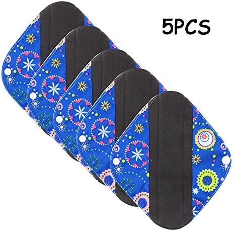 Vanki 5pcs Menstrual Pad Bamboo Cloth Reusable Washable Mama Sanitary Pad Liner 35# S