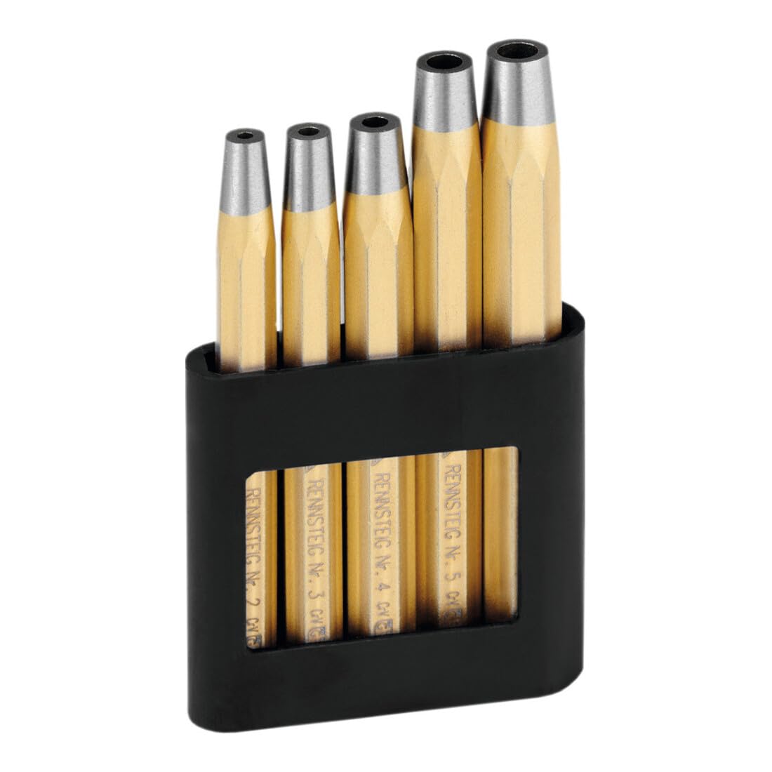 Rennsteig R445 100 0 Octagonal Rivet Setter Set, 0 V, Gold/Silver