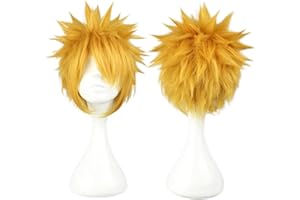 COSPLAZA Cosplay Wig Short Spiky Blonde Gold Anime Show Comics Costume Play Party Wigs