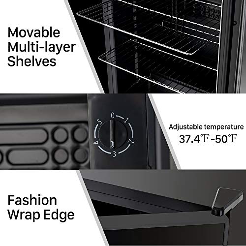 KUPPET 120 Can Beverage Refrigerator and Cooler Mini Fridge with Glass Door and Adjustable