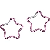 2Pcs Pink Carabiner Clip, Star Shaped Climbing Buckle, Aluminum Alloy Heavy Duty Keyring Hook for Camping Fishing Hiking Traveling Aluminum Key Chain Clip Accessories