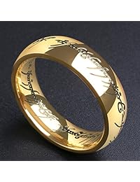 King Will MAGIC anillo de Titanio de 7mm chapado en oro, Señor de los anillos, ajuste cómodo, alianza para hombre y mujer