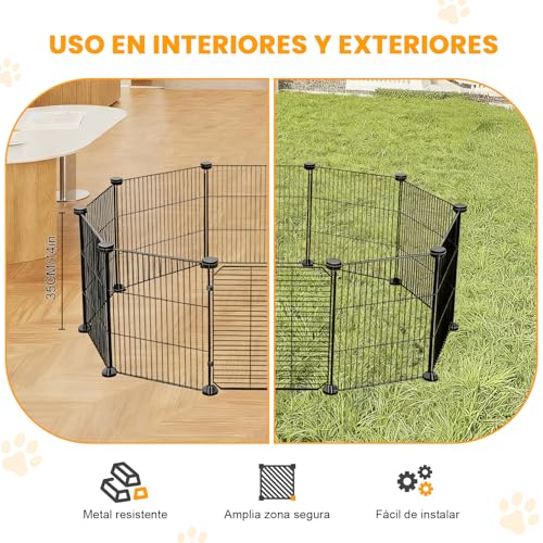 LOKOOY 12 Piezas Cifrado Valla para Mascotas, Bricolaje Corral para Mascotas de Metal con Puerta, Parque para Mascotas, Jaula Modular para Animales Pequeños, Gatito, Cachorro, Conejos, Cobayas