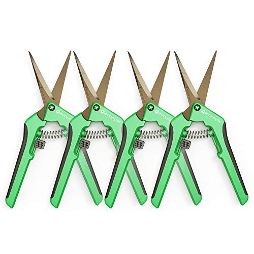 Happy Hydro – Trimming Scissors – Straight Tip – Titanium Coated Blades with Spring-Loaded Comfort Grip Handles – 4 Pack