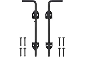 EVCUHASL 12" Cane Bolt Heavy-Duty Drop Rod for Gate, Gate Ground Latch for Wooden Fences Metal Gates Doors, Metal Gates Doors Stopper for Gate Ground, Wrought Iron Gate Latches, Black Finish(2 Pack)
