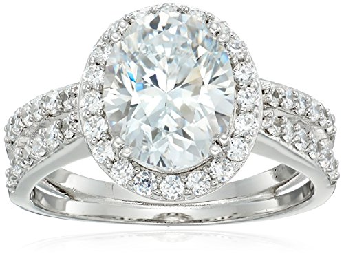 Platinum plated 925 sterling silver oval clear aaa cubi…