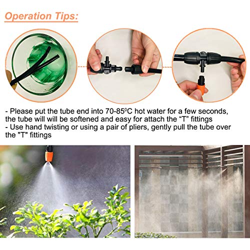 2019 Upgrade Outdoor Misting Cooling System Kit, Drip Irrigation Watering Kits, Great for Summer Mister Cooling and Plants Watering, 49FT Misting Line + 20PCS Adjustable Misting Nozzles+Quick Adapter - Thumbnail 5