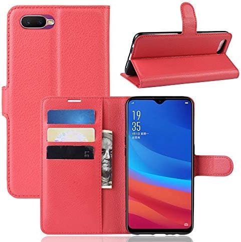 for Oppo A5s (AX5s) Case,Yuqoka Premium Leather Case Folio Flip Cover with Kickstand & Card Slot Magnetic Closure Protective Slim Cover Compatible with Oppo A5s (AX5s) Red