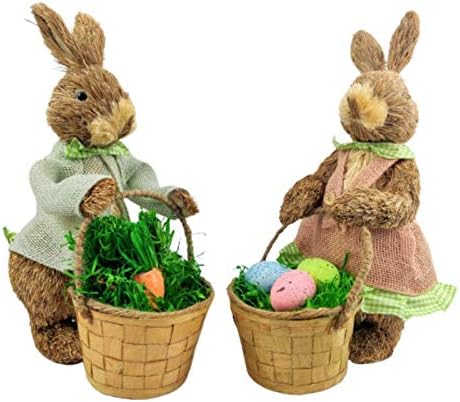 Coelho Casal Cesta Decorativo Páscoa