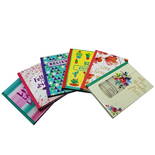 Hardback Notebook Set (6 Notepads Total) 5" x 7", Includes Beautifully Illustrated Covers. 60 Sheets Each Notebook, College Ruled Lined Stationery (Foil) - Thumbnail 4