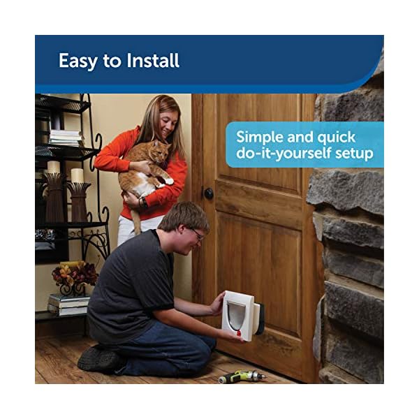 PetSafe Staywell 4 Way Locking Classic Cat Flap, Easy Install, Durable, Pet Door for Cats - (Tunnel Included), White