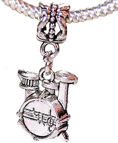 Drum Set Musical Instrument Rock Band Drummer Music Dangle Charm for Bracelets Vintage Crafting Pendant Jewelry Making Supplies - DIY for Necklace Bracelet Accessories by CharmingSS