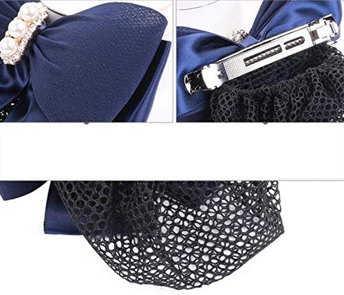 VASANA 1 Pcs Womens Two-Way Snood Net Bow Barrette Hair Clip Bun Cover Set Hair Holder Clamp for Postal Bank Hotel Business Work Hair Accessories - Image 4