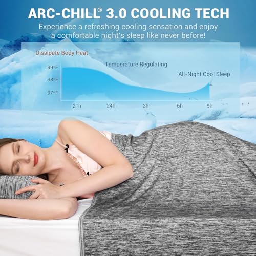 Elegear Revolutionary Cooling Blanket Queen Absorbs Heat to Keep Body Cool for Night Sweats, Arc-Chill3.0 Cool Fiber Q-Max>0.5 for Hot Sleepers, Lightweight Summer Cold Blankets for Sleeping 79" x 86"