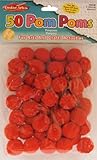 Creative Arts by Charles Leonard Pom-Poms, 1 Inch, Red, 50/Bag (69530)