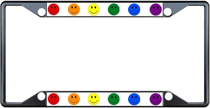 Nummernschild-Rahmen, Regenbogen-Smiley-Gesicht, Gay Lgbt, Edelstahl, 30,5  X 15,2 Cm, Schwarz: Amazon.de: Auto