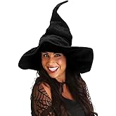 Bcaseruy Large Black Wicked Witch Hat for Women,Halloween Witch Cap Cosplay Costume Accessory for Party Favor