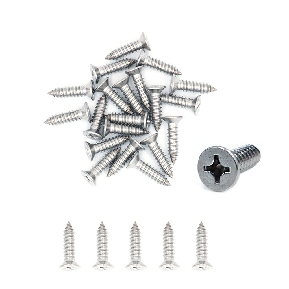 300X NUZAMAS 12G*16 304 Stainless Steel Self-Tapping Screws Cross Flat Countersunk Head Screw Miniature Screw Wood Screw Self-Tapping Screws and Wood Screw(ST5.5 * 16)